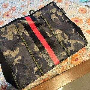 Stylish Camouflage Bag with Red Stripe